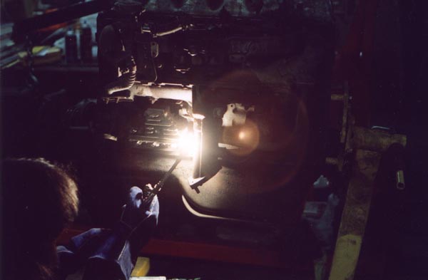 Oxy-acetylene torch casts a bright light